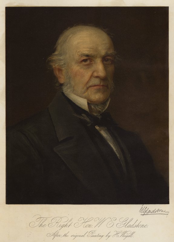 The Right Honourable W E Gladstone (chromolitho) av Henry Jr. Weigall