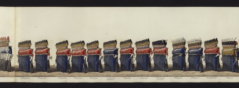 En del av panoramautsikten over hele begravelsesprosesjonen til Arthur, hertugen av Wellington (farget akvatint) av Henry Jr and Sala Alken