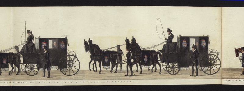 En del av panoramautsikten over hele begravelsesprosesjonen til Arthur, hertugen av Wellington (farget akvatint) av Henry Jr and Sala Alken