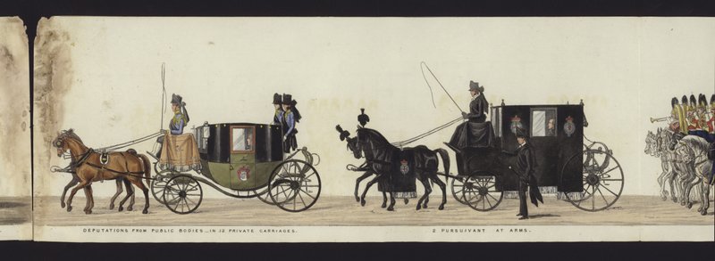 En del av panoramautsikten over hele begravelsesprosesjonen til Arthur, hertugen av Wellington (farget akvatint) av Henry Jr and Sala Alken