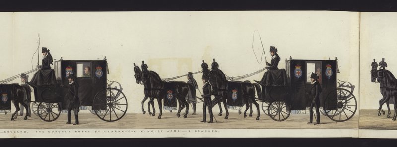 En del av panoramautsikten over hele begravelsesprosesjonen til Arthur, hertugen av Wellington (farget akvatint) av Henry Jr and Sala Alken