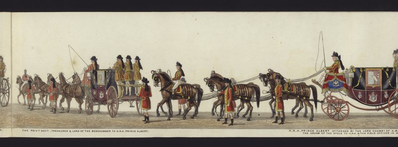 En del av panoramautsikten over hele begravelsesprosesjonen til Arthur, hertugen av Wellington (farget akvatint) av Henry Jr and Sala Alken
