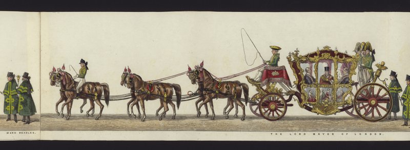 En del av panoramautsikten over hele begravelsesprosesjonen til Arthur, hertugen av Wellington (farget akvatint) av Henry Jr and Sala Alken