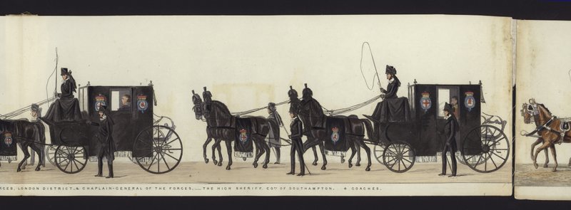 En del av panoramautsikten over hele begravelsesprosesjonen til Arthur, hertugen av Wellington (farget akvatint) av Henry Jr and Sala Alken