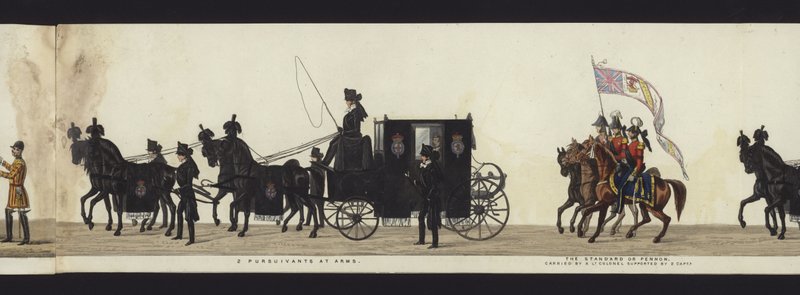 En del av panoramautsikten over hele begravelsesprosesjonen til Arthur, hertugen av Wellington (farget akvatint) av Henry Jr and Sala Alken