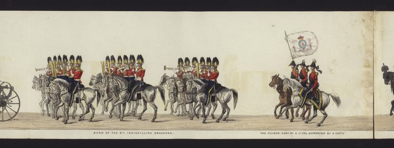 En del av panoramautsikten over hele begravelsesprosesjonen til Arthur, hertugen av Wellington (farget akvatint) av Henry Jr and Sala Alken