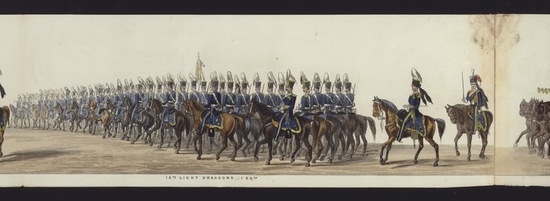 En del av panoramautsikten over hele begravelsesprosesjonen til Arthur, hertugen av Wellington (farget akvatint) av Henry Jr and Sala Alken