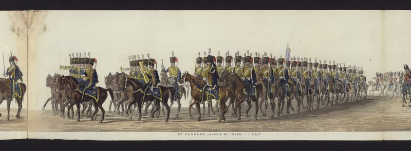 En del av panoramautsikten over hele begravelsesprosesjonen til Arthur, hertugen av Wellington (farget akvatint) av Henry Jr and Sala Alken