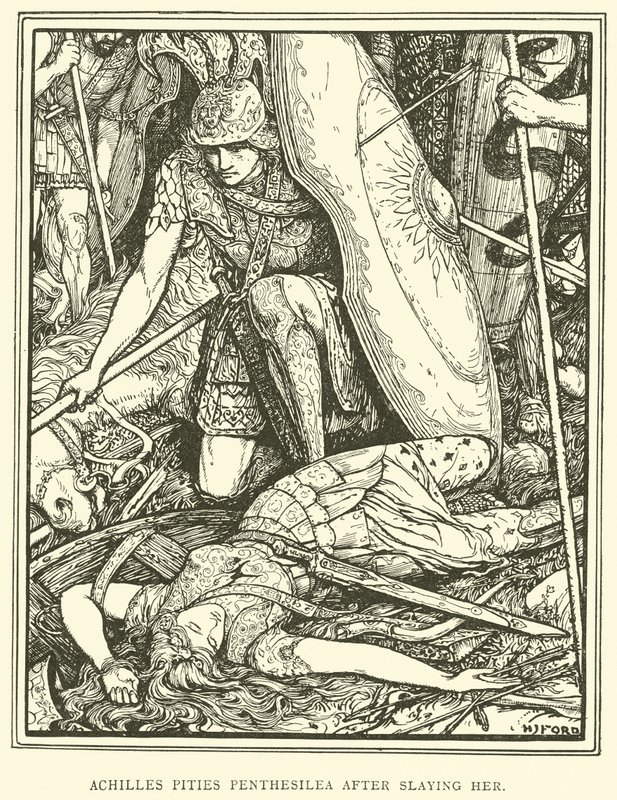 Achilles synes synd på Penthesilea etter å ha drept henne av Henry Justice Ford