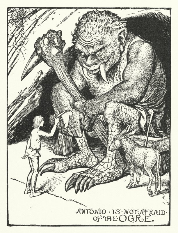 Antonio er ikke redd for trollet (gravering) av Henry Justice Ford