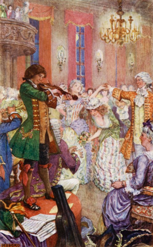 Blind Jack spiller fele på samlingsballene av Henry Justice Ford
