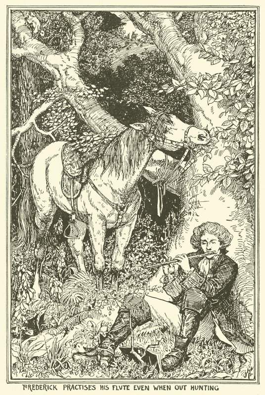 Frederick øver på fløyten selv når han er på jakt av Henry Justice Ford