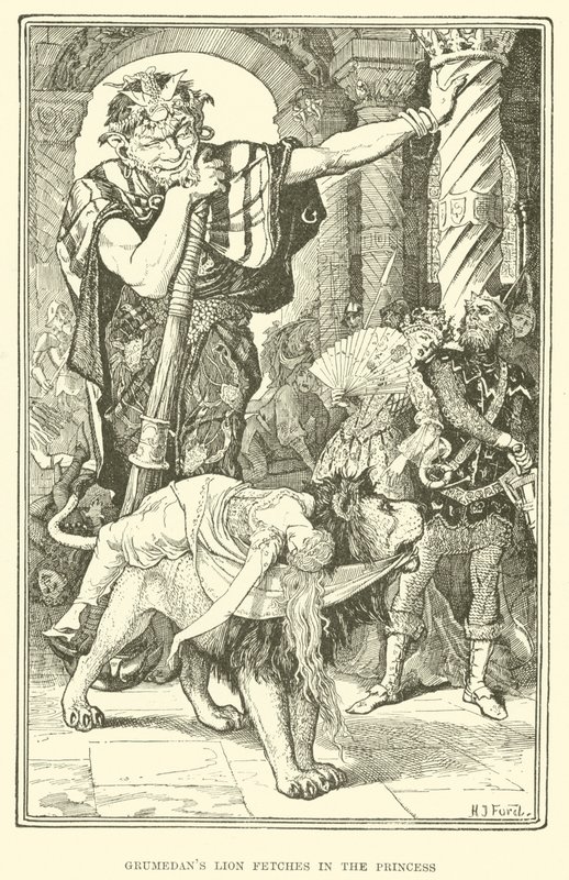 Grumedans løve henter i prinsessen (gravering) av Henry Justice Ford