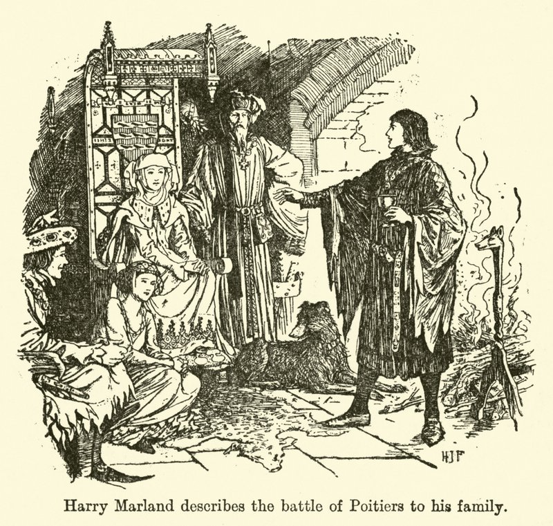 Harry Marland beskriver slaget ved Poitiers for familien sin av Henry Justice Ford