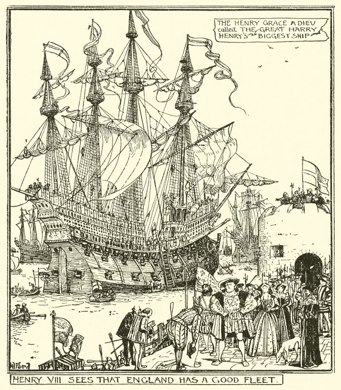 Henry VIII ser at England har en god flåte av Henry Justice Ford