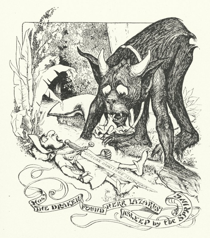 Hvordan Draken fant Herr Lazarus sovende ved våren (gravering) av Henry Justice Ford
