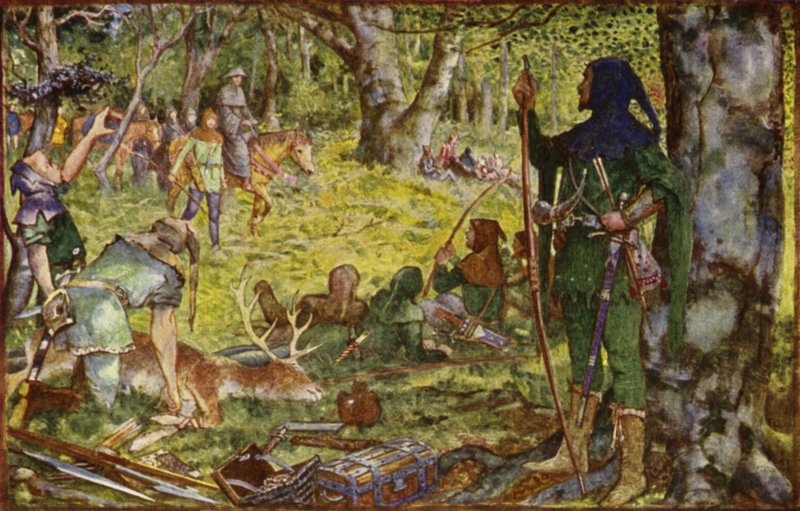 Hvordan kongen, forkledd som en abbed, besøkte Robin under Greenwood-treet av Henry Justice Ford