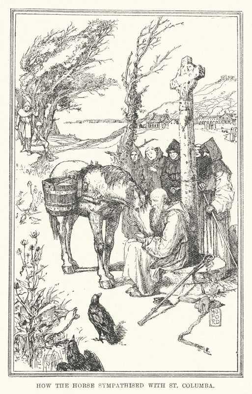 Hvordan hesten sympatiserte med St Columba (litho) av Henry Justice Ford