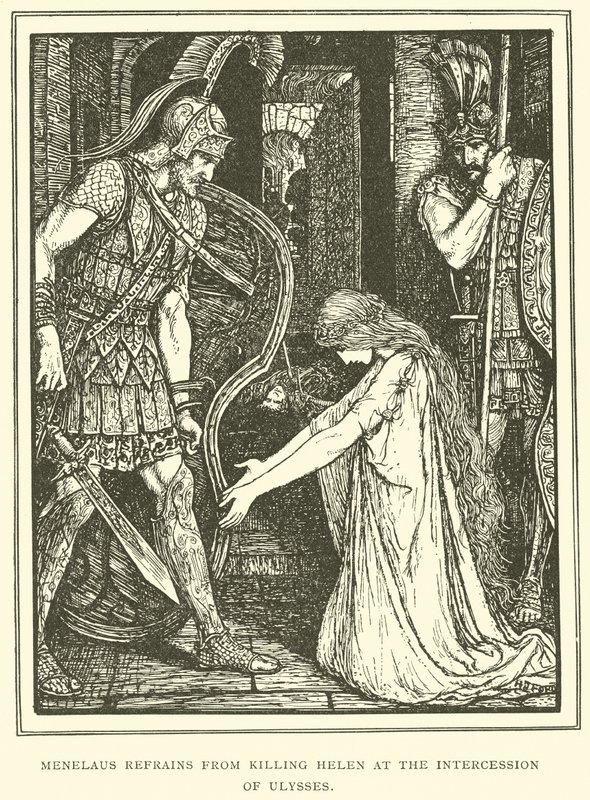 Menelaus avstår fra å drepe Helen ved Ulysses forbønn av Henry Justice Ford