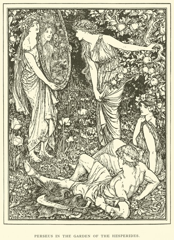 Perseus i Hesperidenes hage av Henry Justice Ford