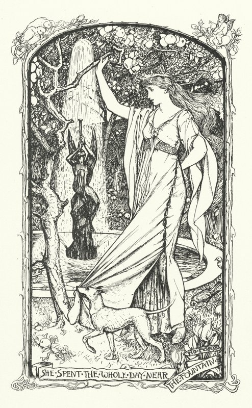 Hun tilbrakte hele dagen nær fontenen (gravering) av Henry Justice Ford