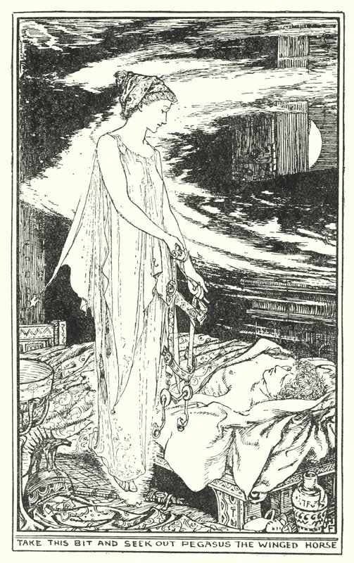 Ta denne biten og oppsøk Pegasus den bevingede hesten (litho) av Henry Justice Ford