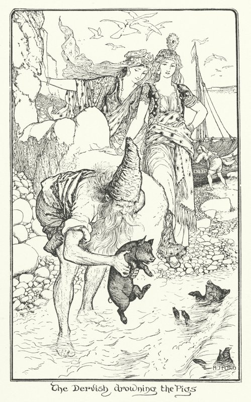 Dervisjen som drukner grisene (gravering) av Henry Justice Ford