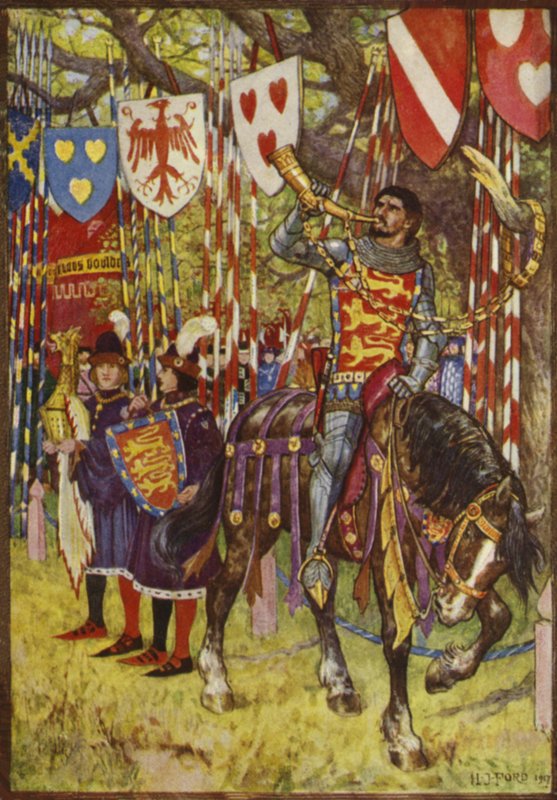 Jarlen av Huntingdon blåser i det gyldne hornet av Henry Justice Ford