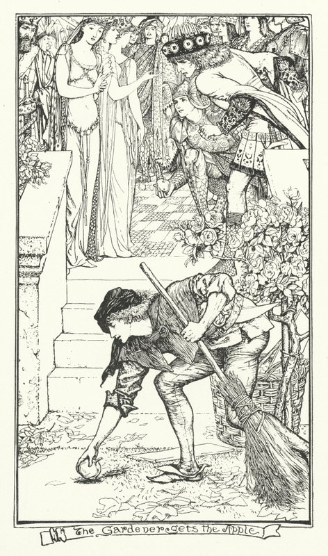Gartneren får eplet (gravering) av Henry Justice Ford