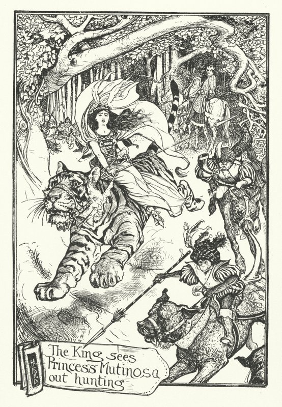 Kongen ser prinsesse Mutinosa på jakt (gravering) av Henry Justice Ford
