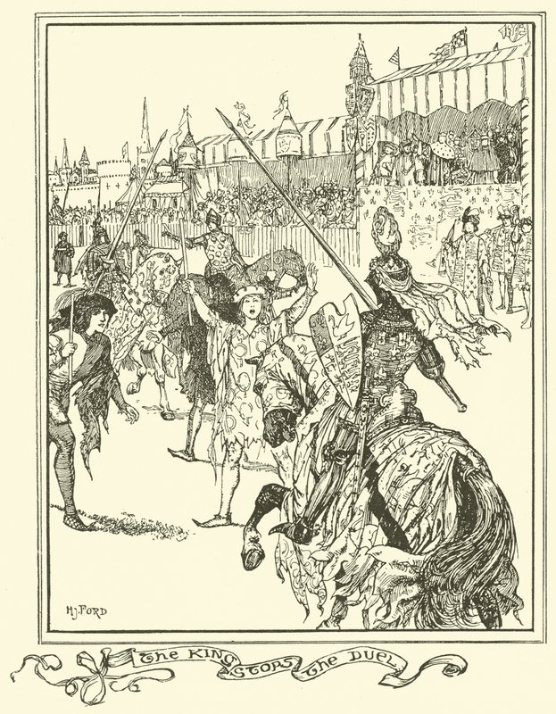 Kongen stopper duellen (gravering) av Henry Justice Ford