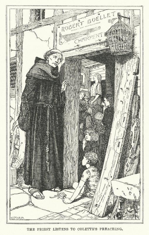 Presten lytter til Colettes forkynnelse (litho) av Henry Justice Ford