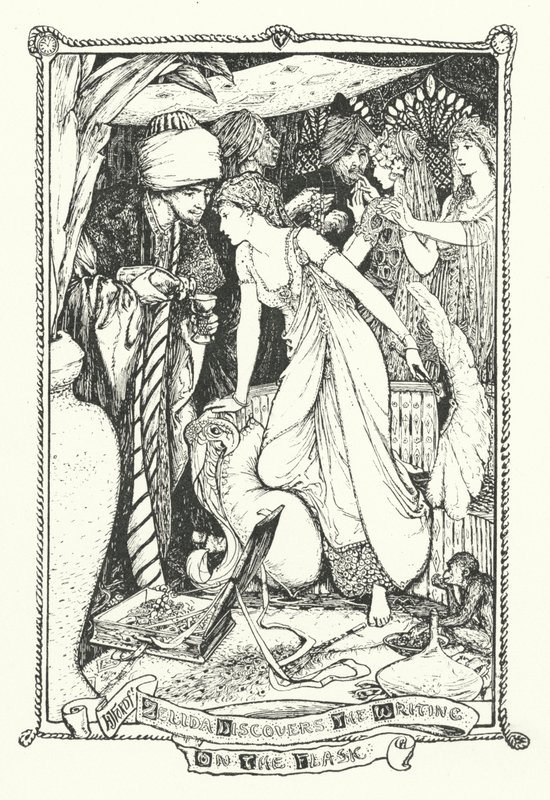 Zelida oppdager skriften på kolben (gravering) av Henry Justice Ford