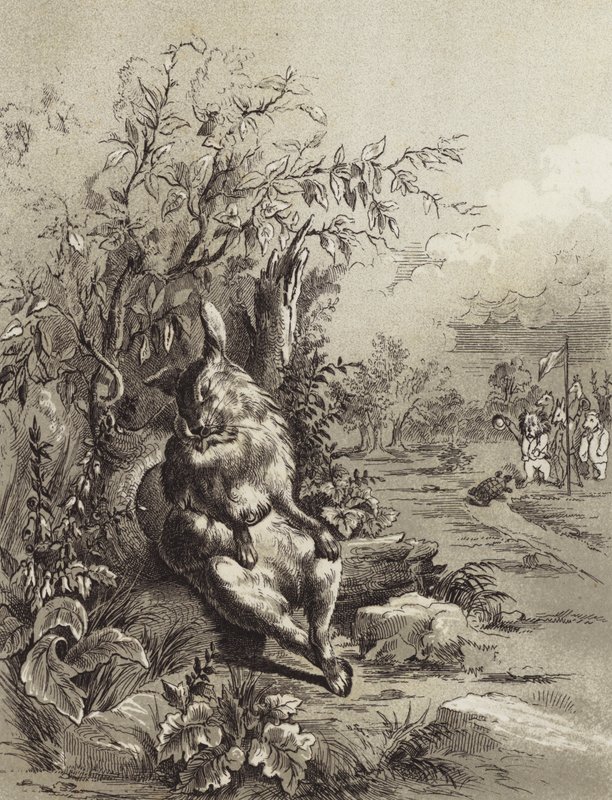 The Fables of Aesop: The Hare and the Tortoise (litho) av Henry Louis Stephens
