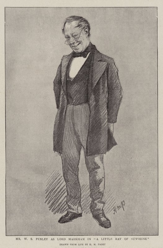 Mr WS Penley som Lord Markham i "A Little Ray of Sunshine" (litho) av Henry Marriott (after) Paget