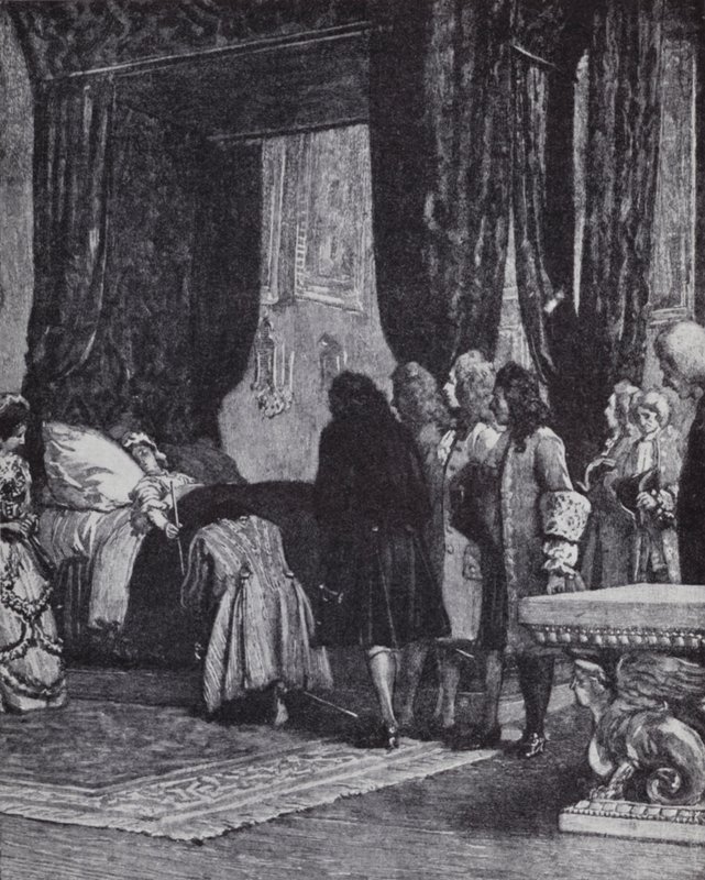Dronning Anne på dødsleiet utnevner hertugen av Shrewsbury til Lord Treasurer av Henry Marriott (after) Paget