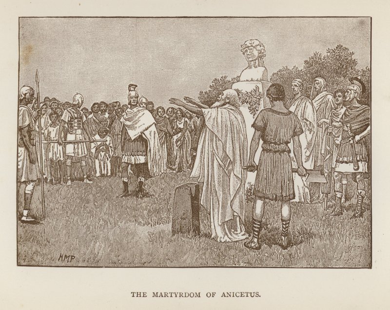 Martyrdøden til Anicetus (litho) av Henry Marriott (after) Paget