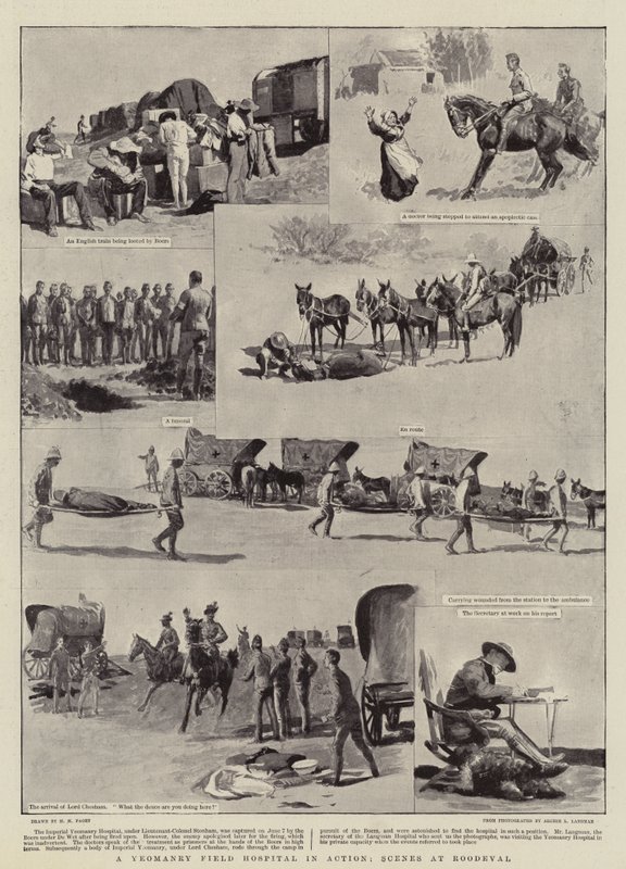 Et Yeomanry feltsykehus i aksjon, scener på Roodeval av Henry Marriott Paget