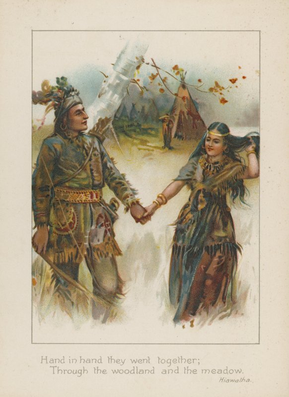 Hånd i hånd gikk de sammen, gjennom skogen og engen (chromolitho) av Henry Marriott Paget