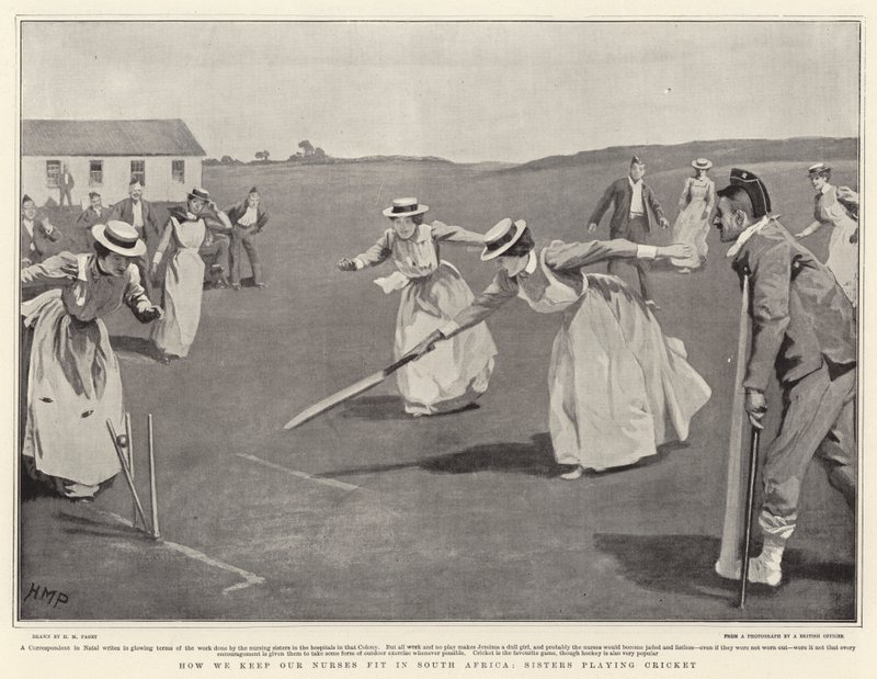 Hvordan vi holder sykepleierne våre i form i Sør-Afrika, søstre som spiller cricket av Henry Marriott Paget