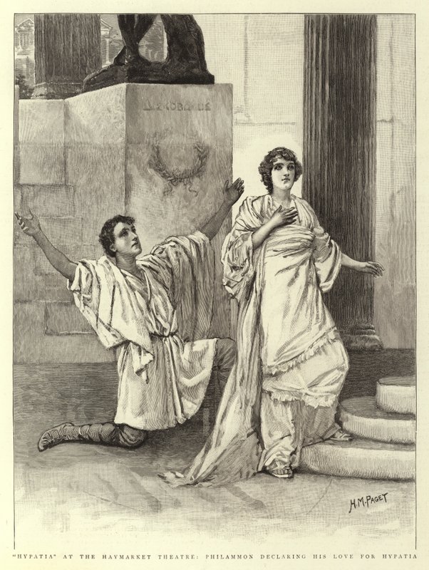 Hypatia på Haymarket Theatre, Philammon erklærer sin kjærlighet til Hypatia av Henry Marriott Paget