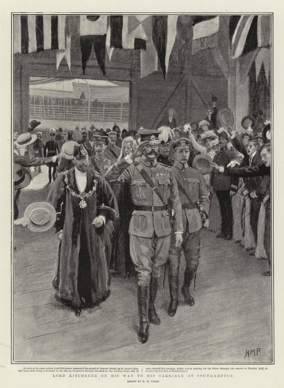Lord Kitchener på vei til sin vogn i Southampton av Henry Marriott Paget