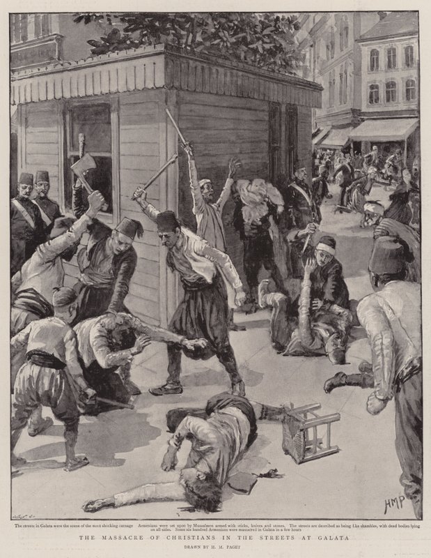 Massakren av kristne i gatene ved Galata av Henry Marriott Paget
