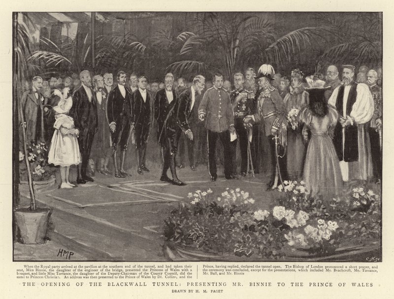 Åpningen av Blackwall Tunnel, presenterer Mr Binnie for Prince of Wales av Henry Marriott Paget