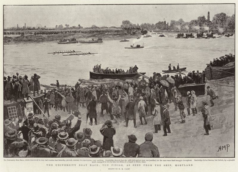 University Boat Race, Finish, sett fra skipet, Mortlake av Henry Marriott Paget