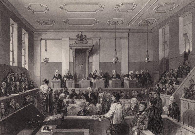 Central Criminal Court, Old Bailey, London (gravering) av Henry Melville