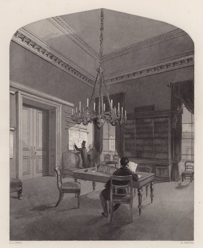 Kartrom til United Service Club, Westminster, London (gravering) av Henry Melville