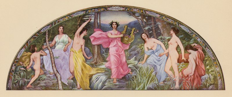 Musikken til lyrisk poesi (farge litho) av Henry Oliver Walker