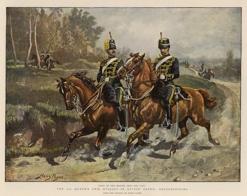 Den 4. (dronningens egen) husarer i revisjonsorden, rekognosering av Henry Payne