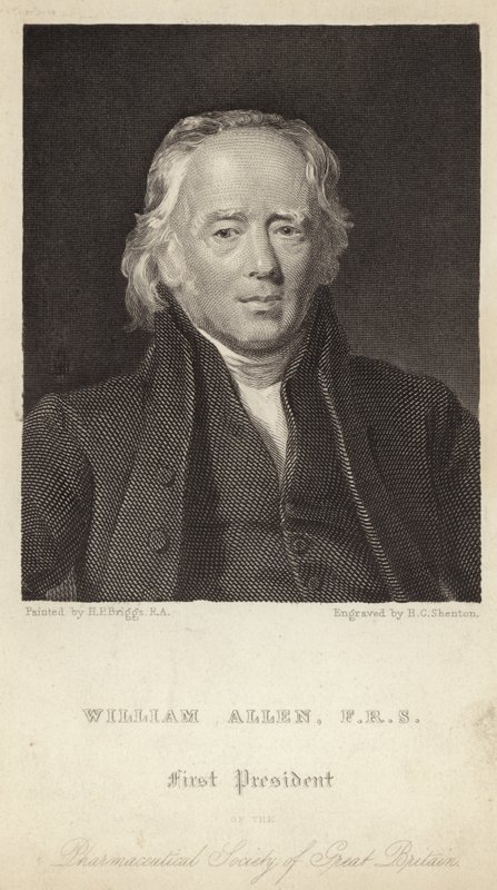 William Allen - Første president i Farmasøytisk Selskap i Storbritannia (1770-1843) (gravering) av Henry Perronet (after) Briggs